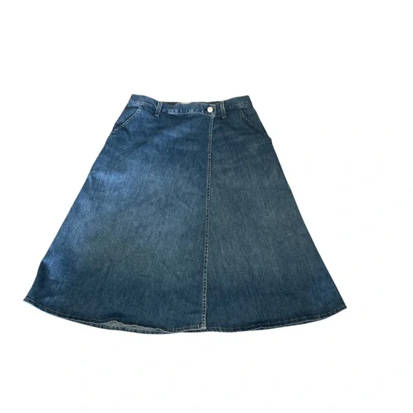 AMO Classic Blue A-Line Denim Skirt - Picture 3 of 6